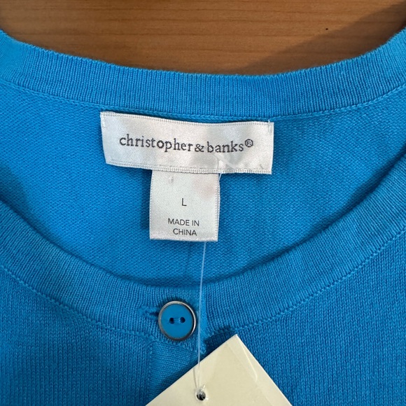 Christopher & Banks Long Sleeve Button Up Blue Cardigan Size Large New With Tags - Picture 4 of 8
